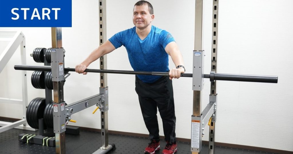 バーベルプッシュアップのスタート姿勢