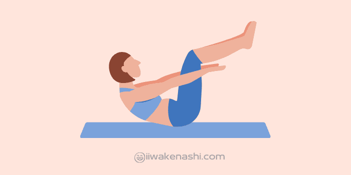 クランチ（腹筋）をする女性のイラスト