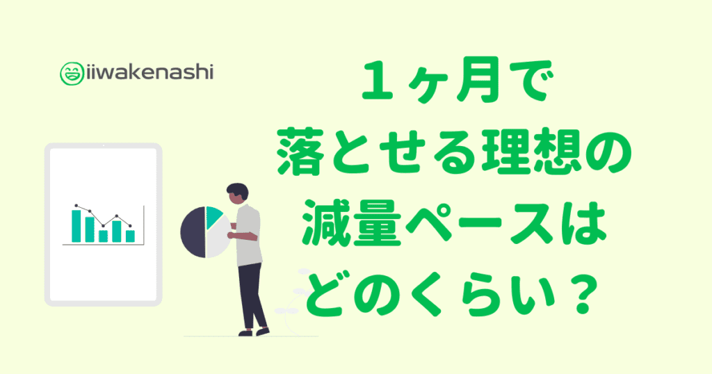 記事のキャッチコピーの文字と男性とグラフのイラスト