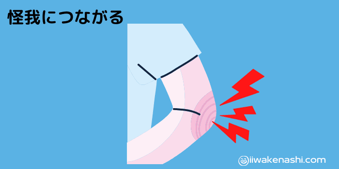 肘を怪我をしているイラスト