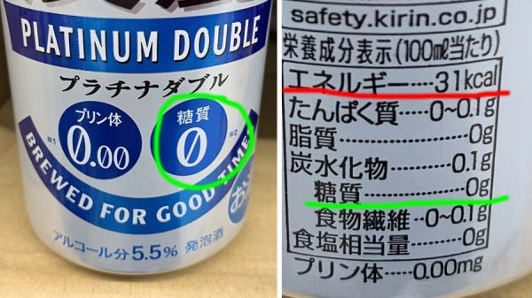 糖質ゼロビールの栄養成分標