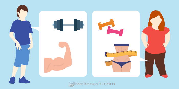 トレーニング目的の違う男女のイラスト